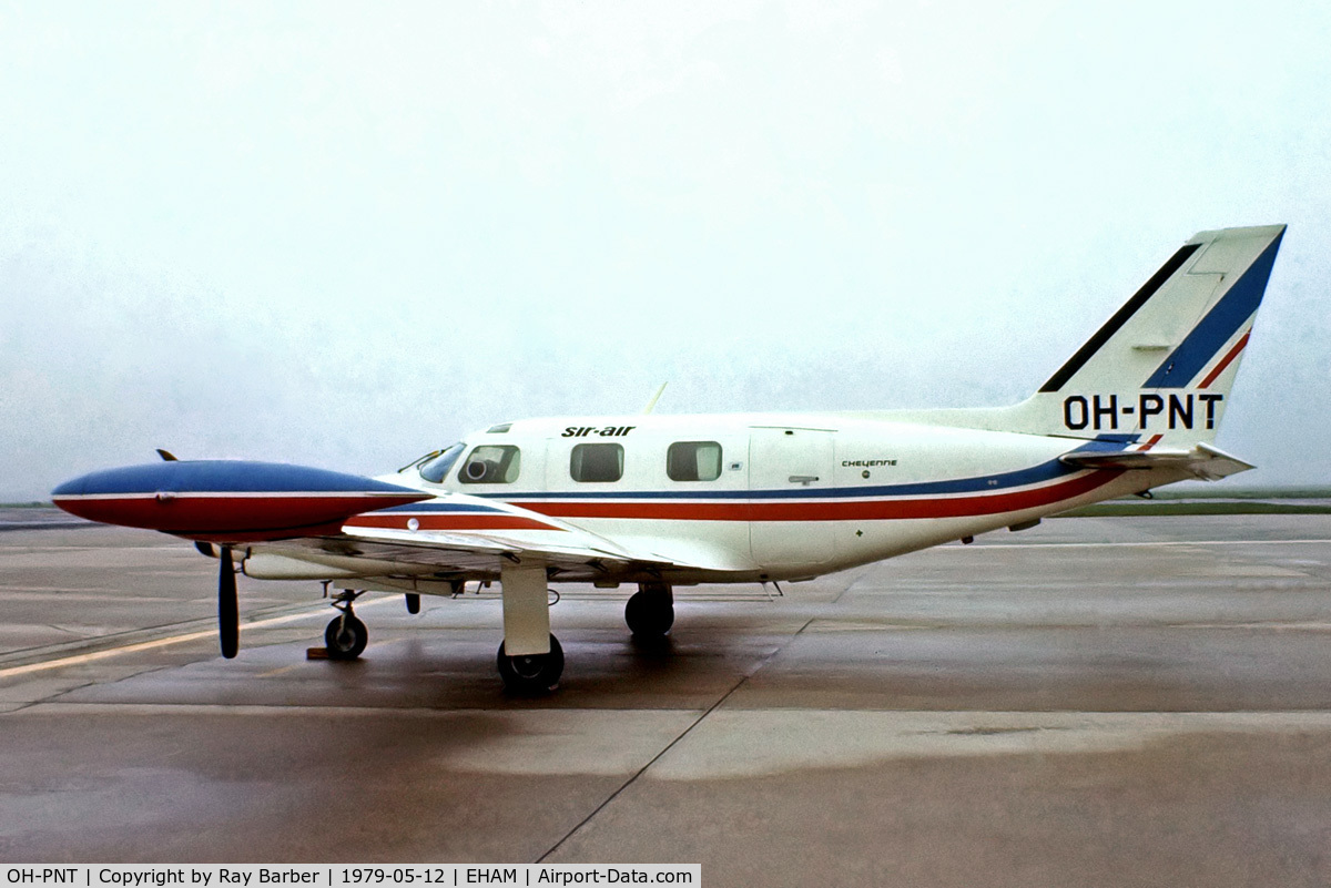 OH-PNT, 1975 Piper PA-31T C/N 31T-7520007, Piper PA-31T Cheyenne II [31T-7520007] (Sir-air) Amsterdam-Schiphol~PH 12/05/1979. From a slide.