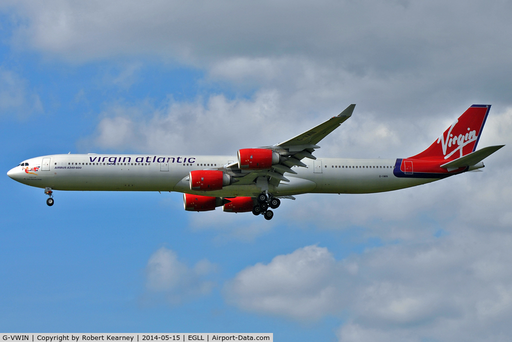 G-VWIN, 2006 Airbus A340-642 C/N 736, On short finals at LHR