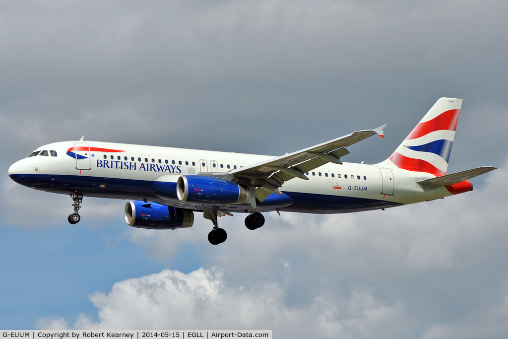 G-EUUM, 2002 Airbus A320-232 C/N 1907, On short finals at LHR