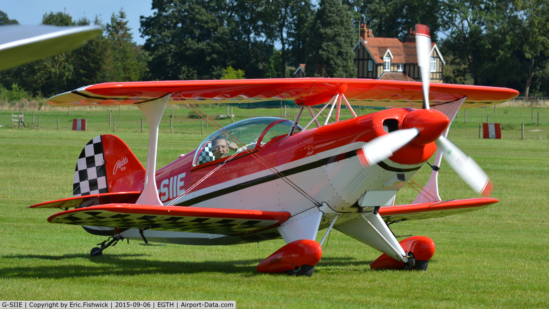 G-SIIE, 1984 Christen Pitts S-2B Special C/N 5057, 3. G-SIIE arriving at The Shuttleworth  Pagent Airshow, Sep. 2015.