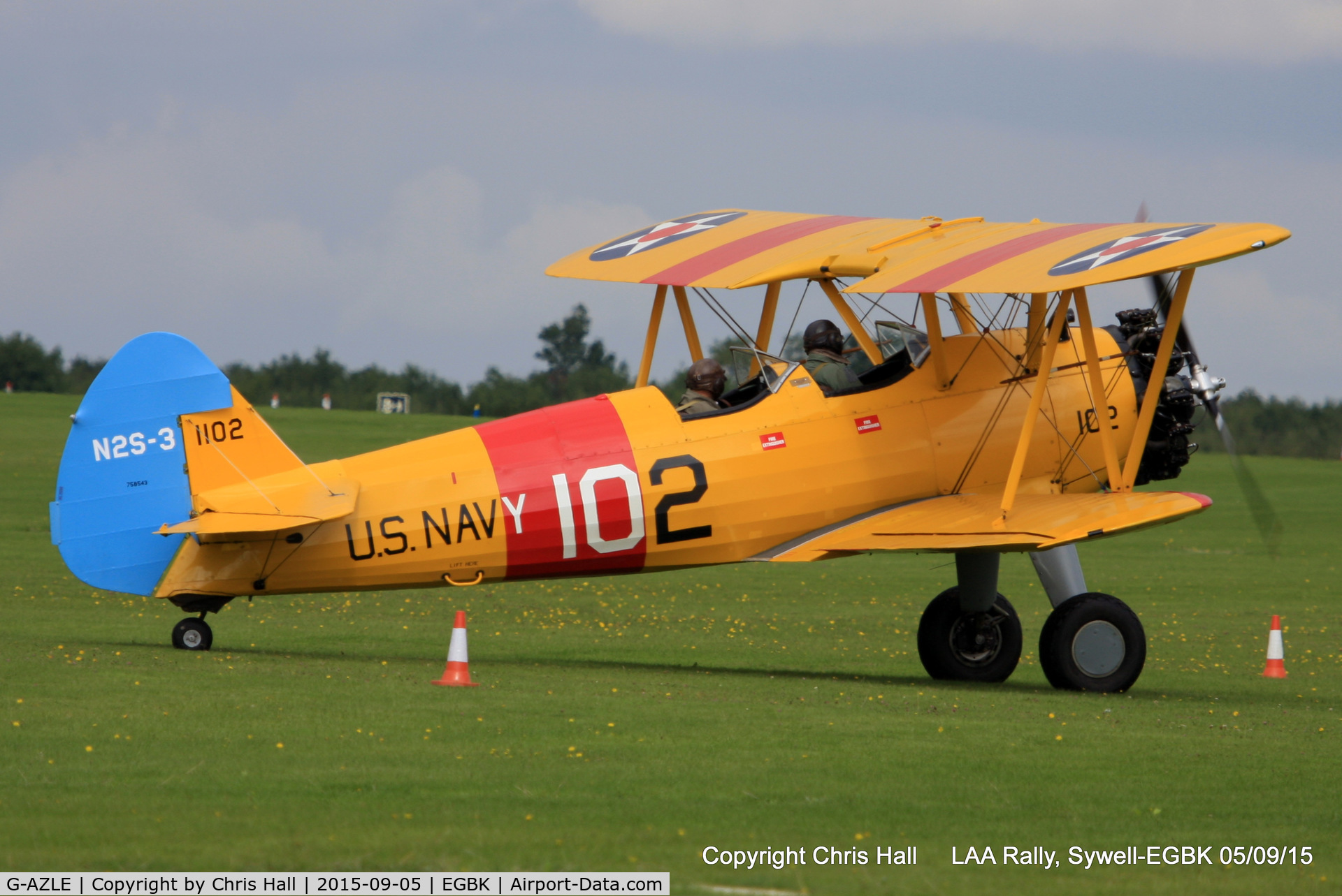 G-AZLE, 1940 Boeing E-75 C/N 75-8543, at the LAA Rally 2015, Sywell
