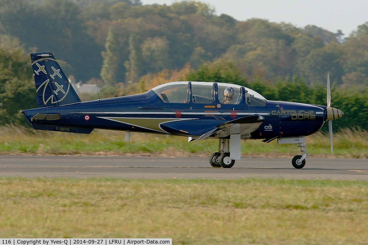 116, Socata TB-30 Epsilon C/N 116, Socata TB30 Epsilon (F-SEYG), French Air Force Aerobatics Team Cartouche Doré, Morlaix-Ploujean airport (LFRU-MXN)  Air show 2014