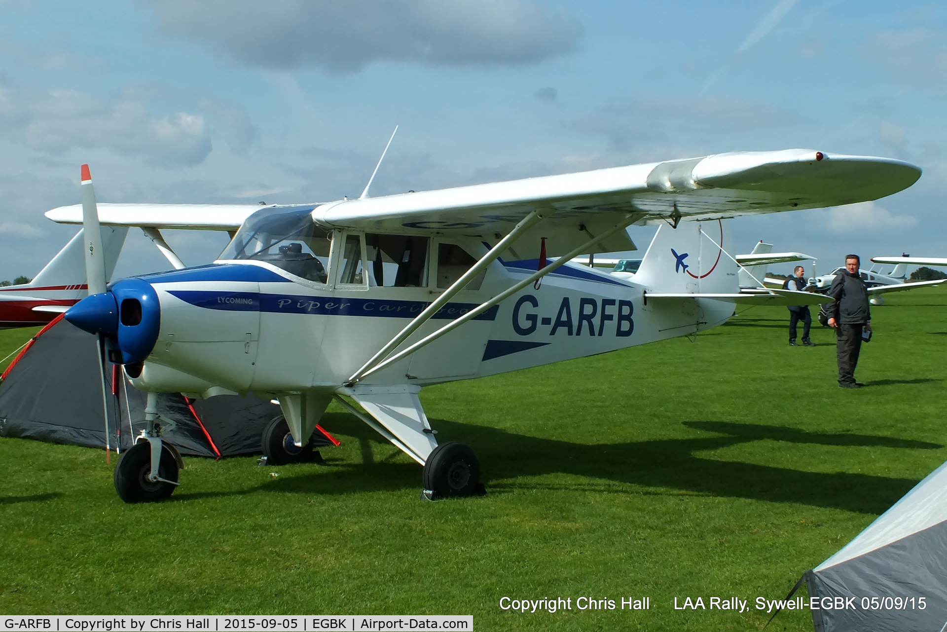 G-ARFB, 1960 Piper PA-22-150 Caribbean C/N 22-7518, at the LAA Rally 2015, Sywell