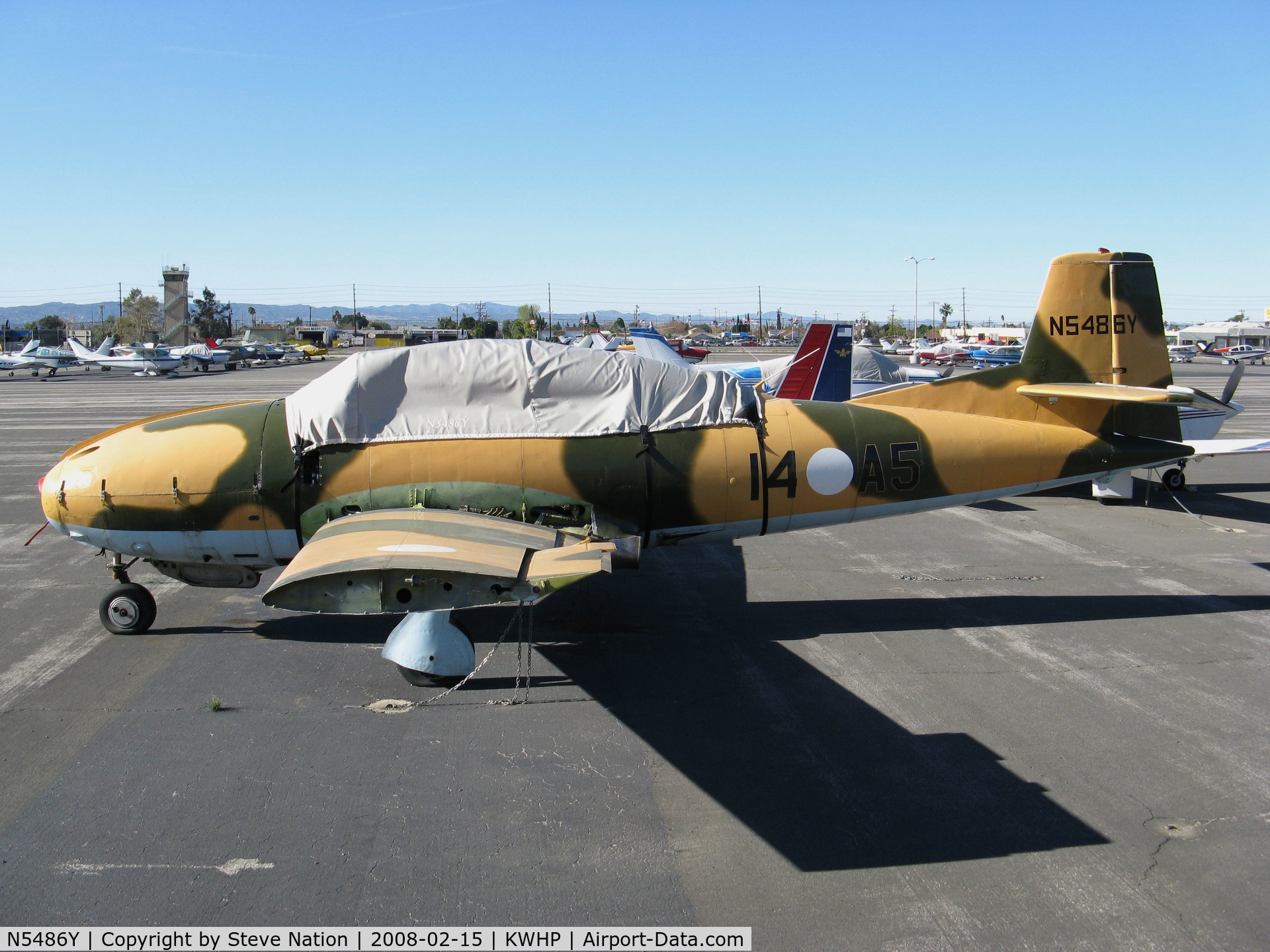 N5486Y, 1962 Hispano HA-220A Saeta C/N 20/10, Locally-based 1962 Hispano HA-220A Saeta in Spanish AF markings @ Whiteman Airport, Pacoima, CA