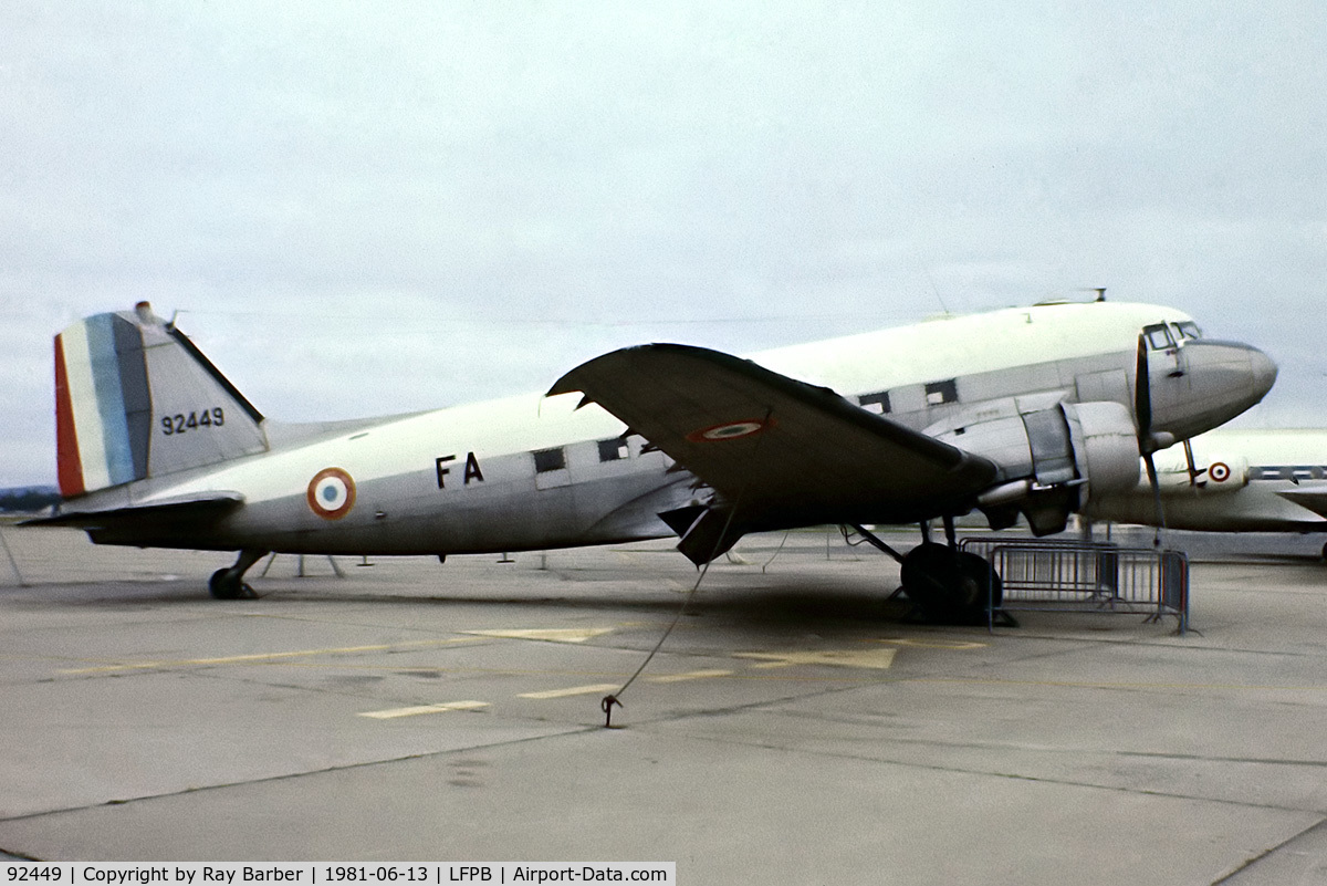 92449, Douglas C-47A Skytrain C/N 12251, Douglas DC-3C-47A-5-DK [12251] ( French Air Force) Paris Le-Bourget~F 13/06/1981. From a slide.