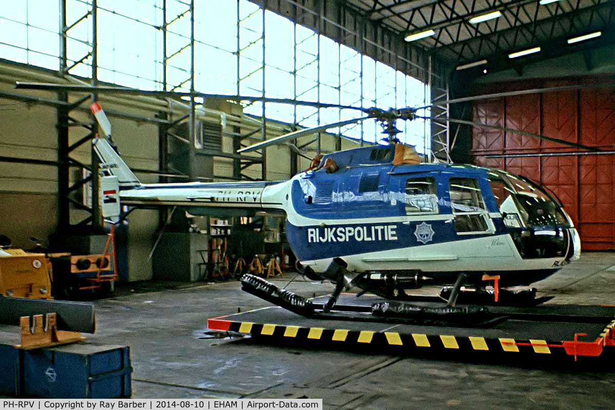 PH-RPV, MBB Bo.105C C/N S-249, Bolkow Bo.105CB [S-249] (Rijkspolitie) Amsterdam-Schiphol~PH 12/05/1979. From a slide.
