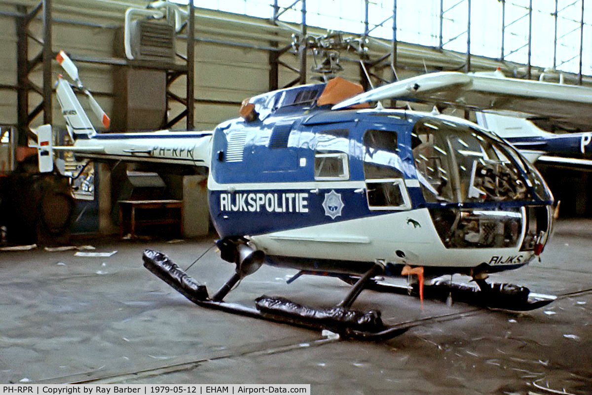 PH-RPR, MBB Bo-105C C/N S-356, Bolkow Bo.105CB [S-356] (Rijkspolitie) Amsterdam-Schiphol~PH 12/05/1979. From a slide.