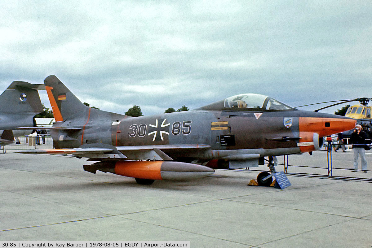 30 85, Fiat G-91R/3 C/N D348, Fiat G-91R/3 [348] (German Air Force) RNAS Yeovilton~G 05/08/1978. From a slide.