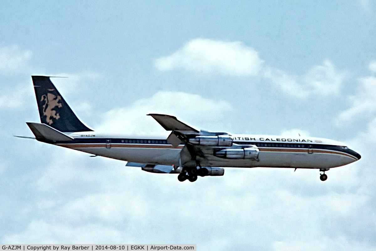 G-AZJM, 1965 Boeing 707-324C C/N 18886, Boeing 707-324C [18886] (British Caledonian Airways) Gatwick~G 30/04/1978. From a slide.