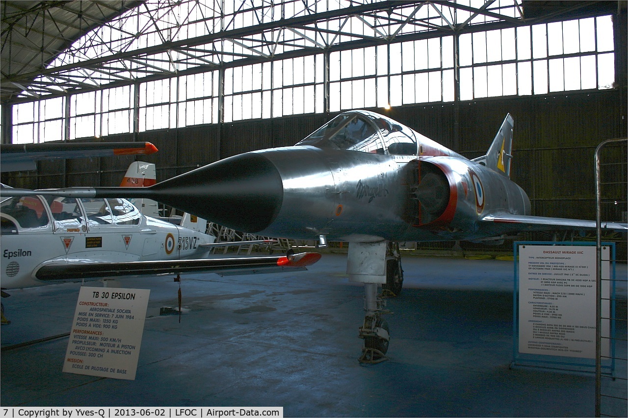 7, Dassault Mirage IIIC C/N 7, Dassault Mirage IIIC, preserved at Canopée Museum, Châteaudun Air Base (LFOC)