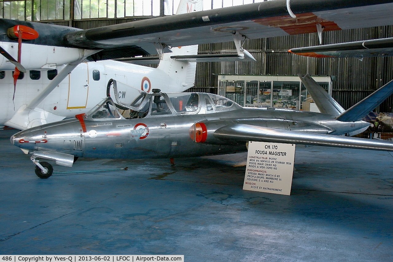 486, Fouga CM-170R Magister C/N 486, Fouga CM-170R Magister, preserved at Canopée Museum, Châteaudun Air Base (LFOC)