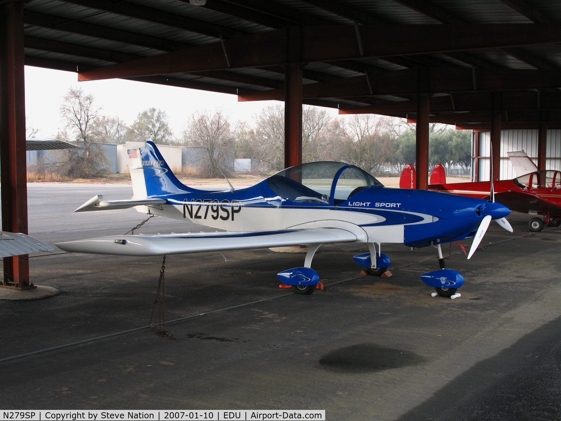 N279SP, Breezer Light Sport Aircraft C/N 001LSA, Aerosport Breezer homebuilt under cover @ University Airport, Davis, CA