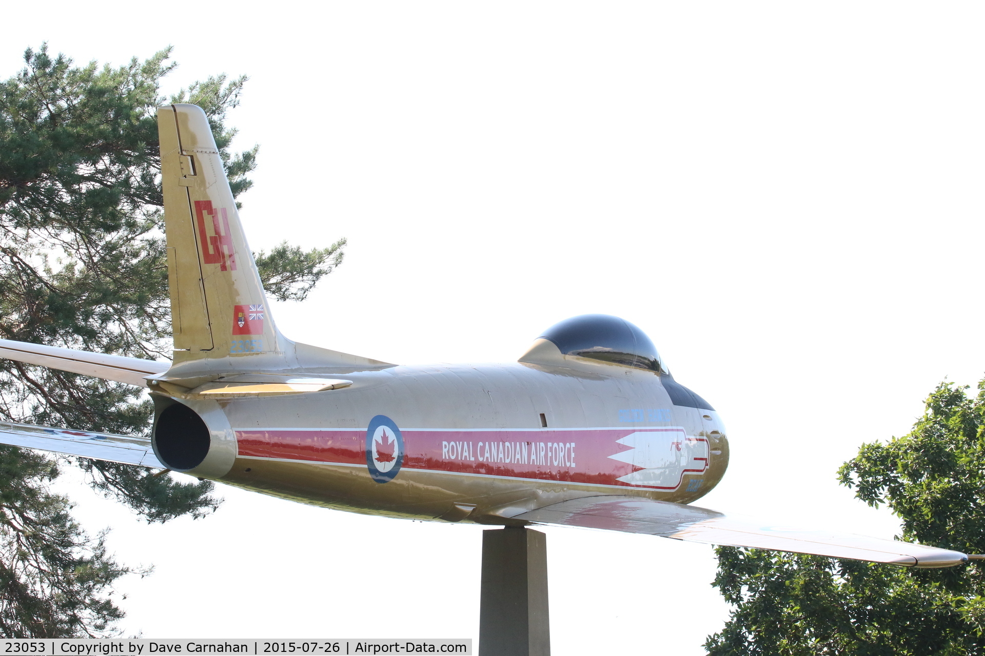 23053, Canadair CL-13 Sabre 5 C/N 843, Now mounted as a static display at Zwick's Park - Belleville, Ontario