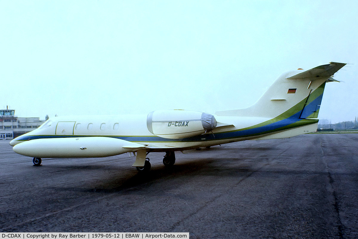 D-CDAX, 1977 Gates Learjet 35A C/N 35-135, Learjet 35A [35-135] Antwerp-Deurne~OO 12/05/1979. From a slide.