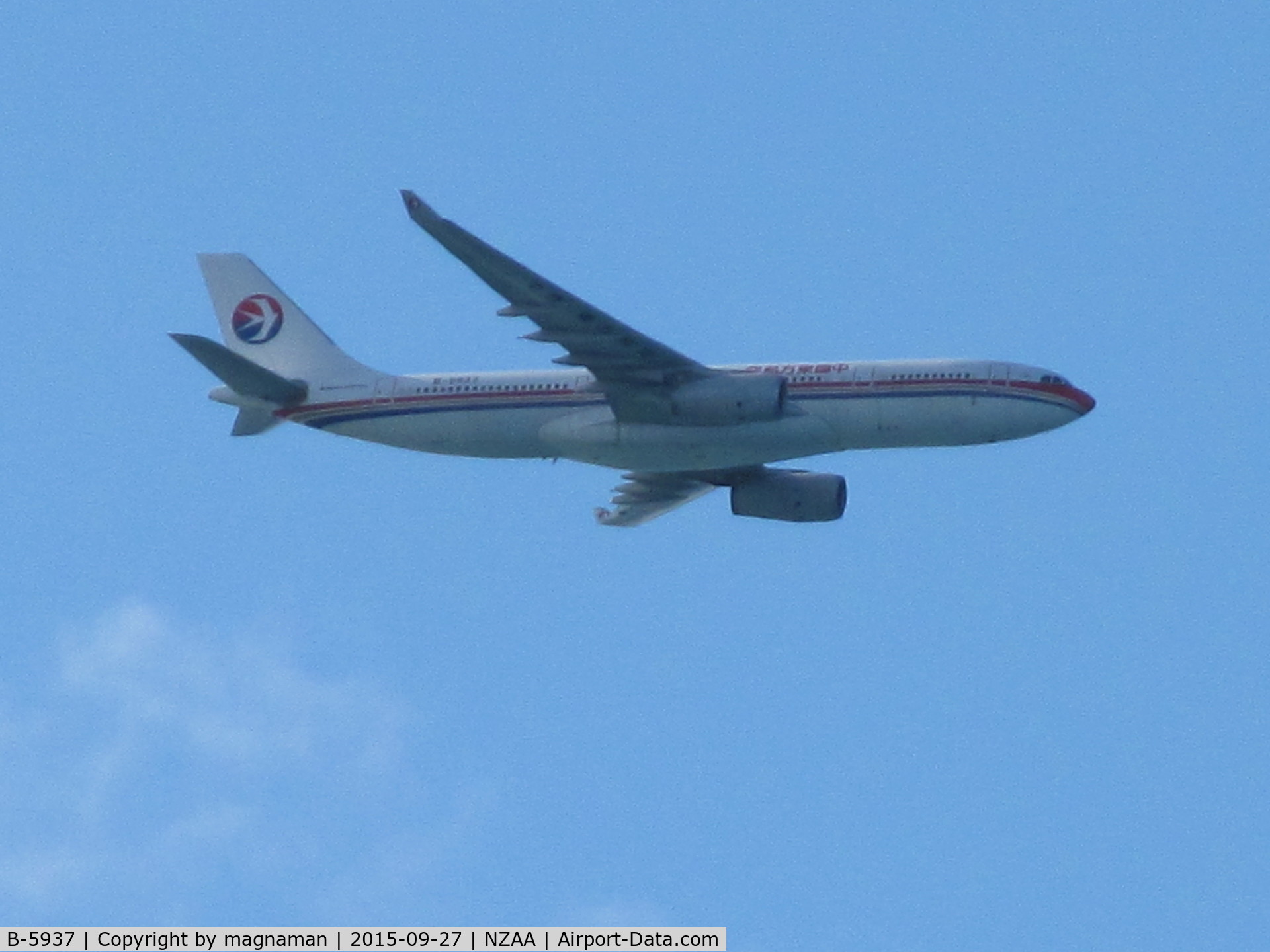 B-5937, 2013 Airbus A330-243 C/N 1468, Long zoom shot - Flying over back garden just now on way into AKL