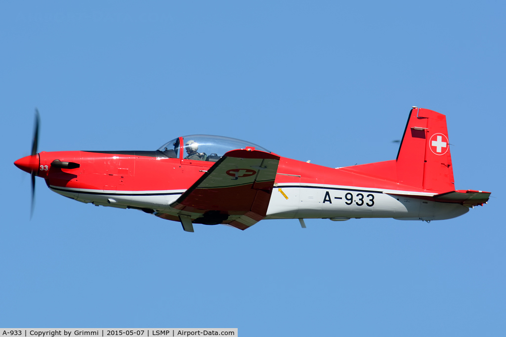 A-933, 1983 Pilatus PC-7 Turbo Trainer C/N 341, Pilatus (NC)PC-7 are used mainly as pilot taxy in between the different airbases, PC-7 Display Team and targets for Diversion-to-Land Scenarios
