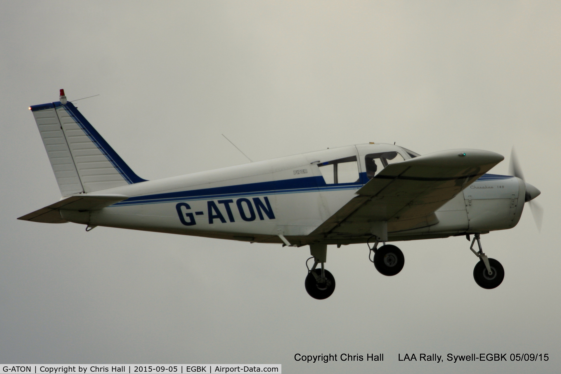 G-ATON, 1966 Piper PA-28-140 Cherokee C/N 28-21654, at the LAA Rally 2015, Sywell