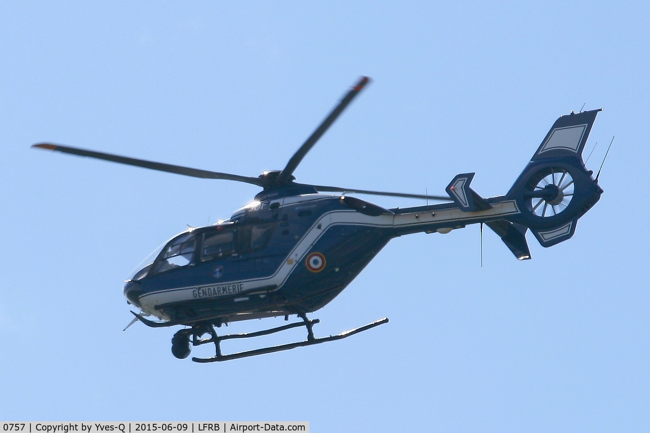 0757, 2009 Eurocopter EC-135T-2 C/N 0757, Eurocopter EC-135T-2, Flight over Brest-Bretagne airport (LFRB-BES)