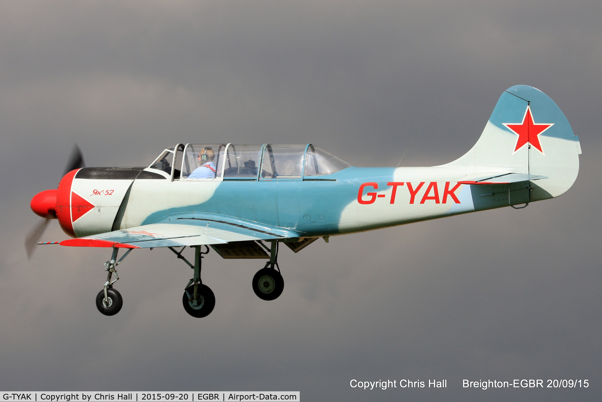 G-TYAK, 1989 Bacau Yak-52 C/N 899907, at Breighton's Heli Fly-in, 2015