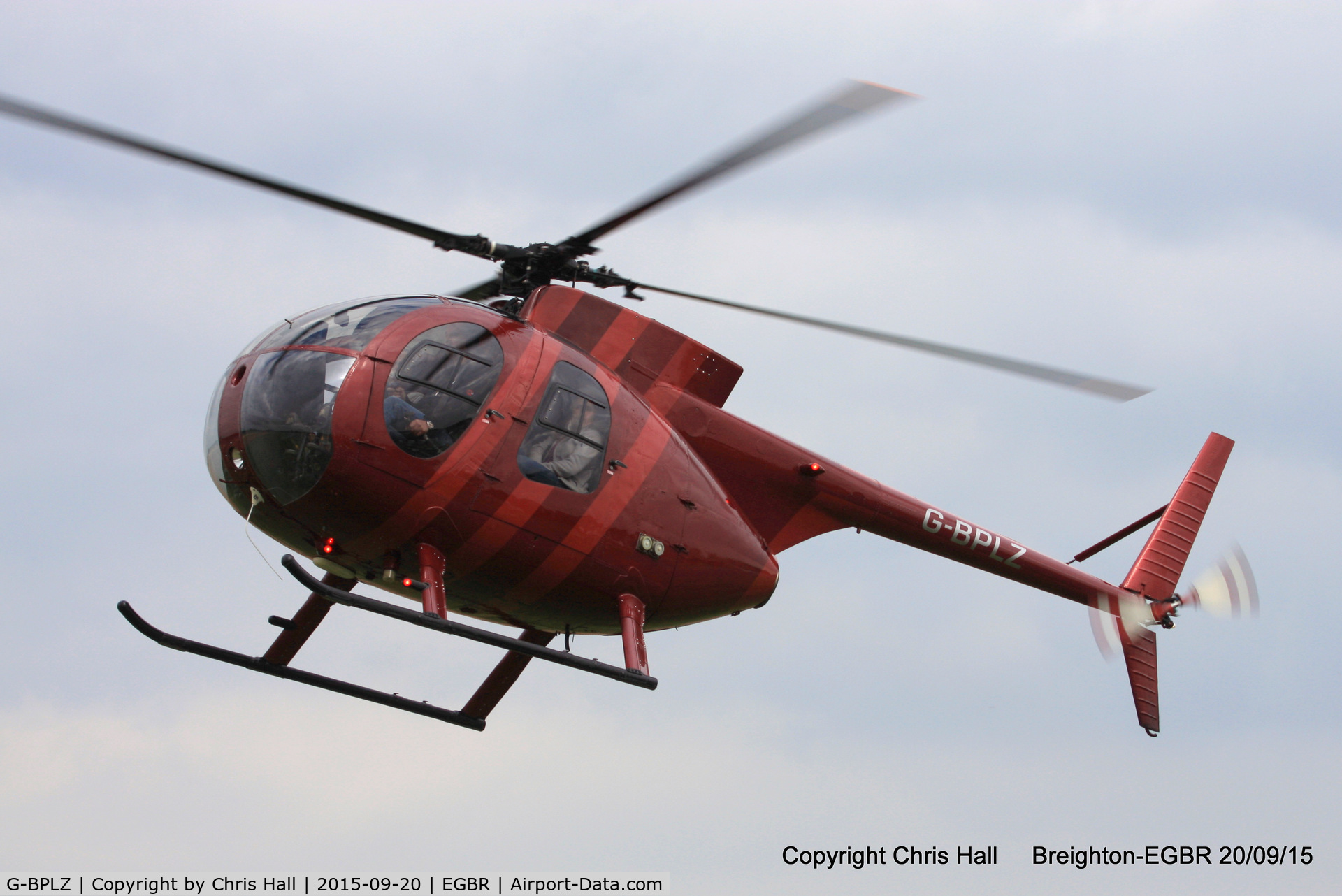 G-BPLZ, 1972 Hughes 369HS C/N 910342S, at Breighton's Heli Fly-in, 2015