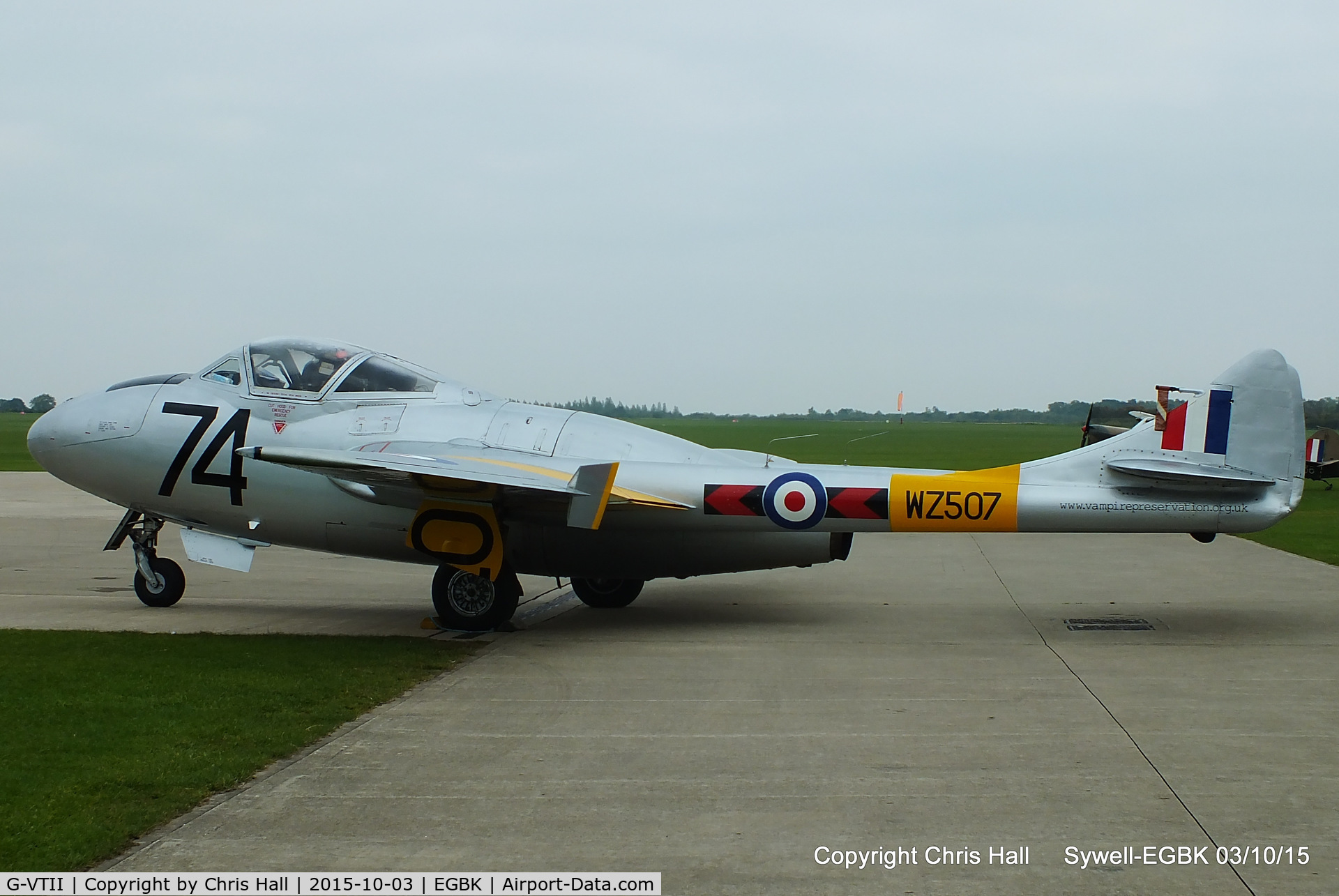 G-VTII, 1954 De Havilland DH-115 Vampire T.11 C/N 15127, at The Radial And Training Aircraft Fly-in