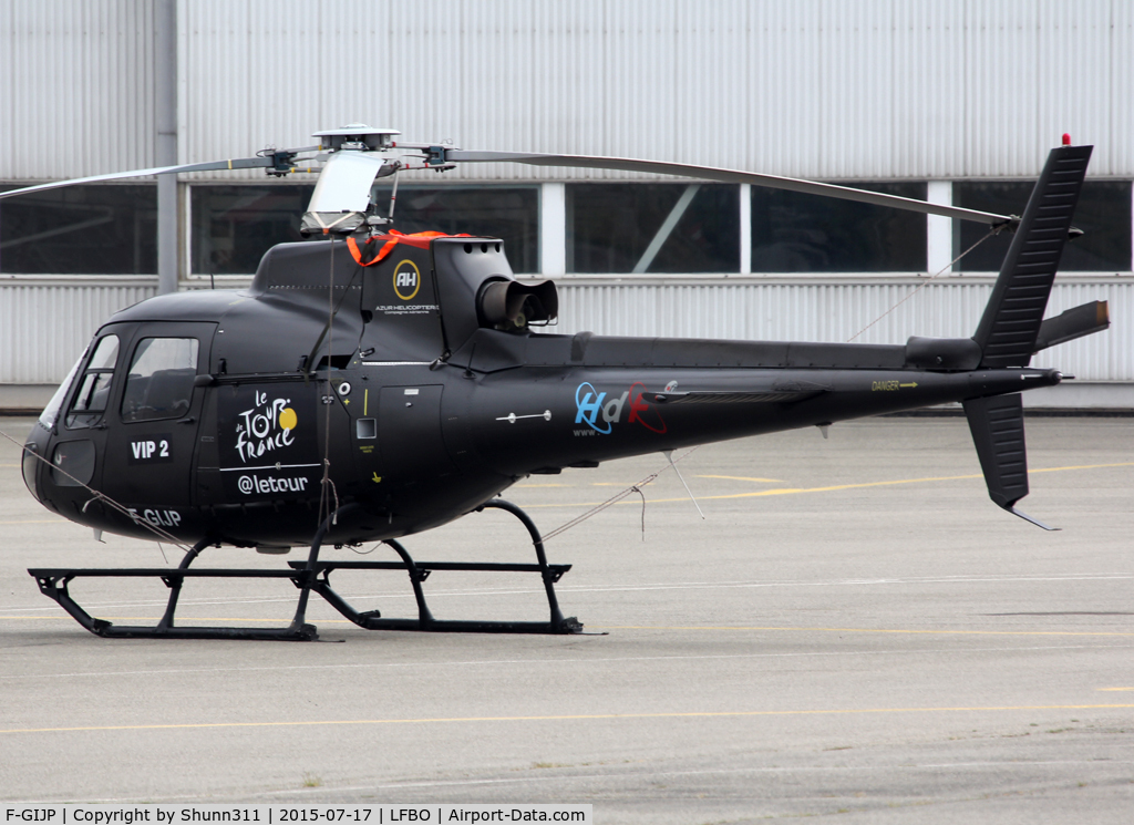 F-GIJP, Aerospatiale AS-350BA Ecureuil C/N 1672, Parked at the General Aviation area... Used by Le Tour de France 2015