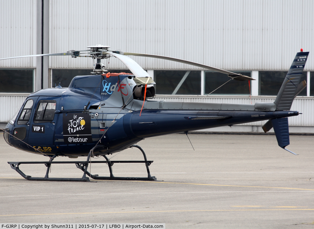 F-GJRP, Aerospatiale AS350B-2 Ecureuil C/N 1926, Parked at the General Aviation area... Used by Le Tour de France 2015