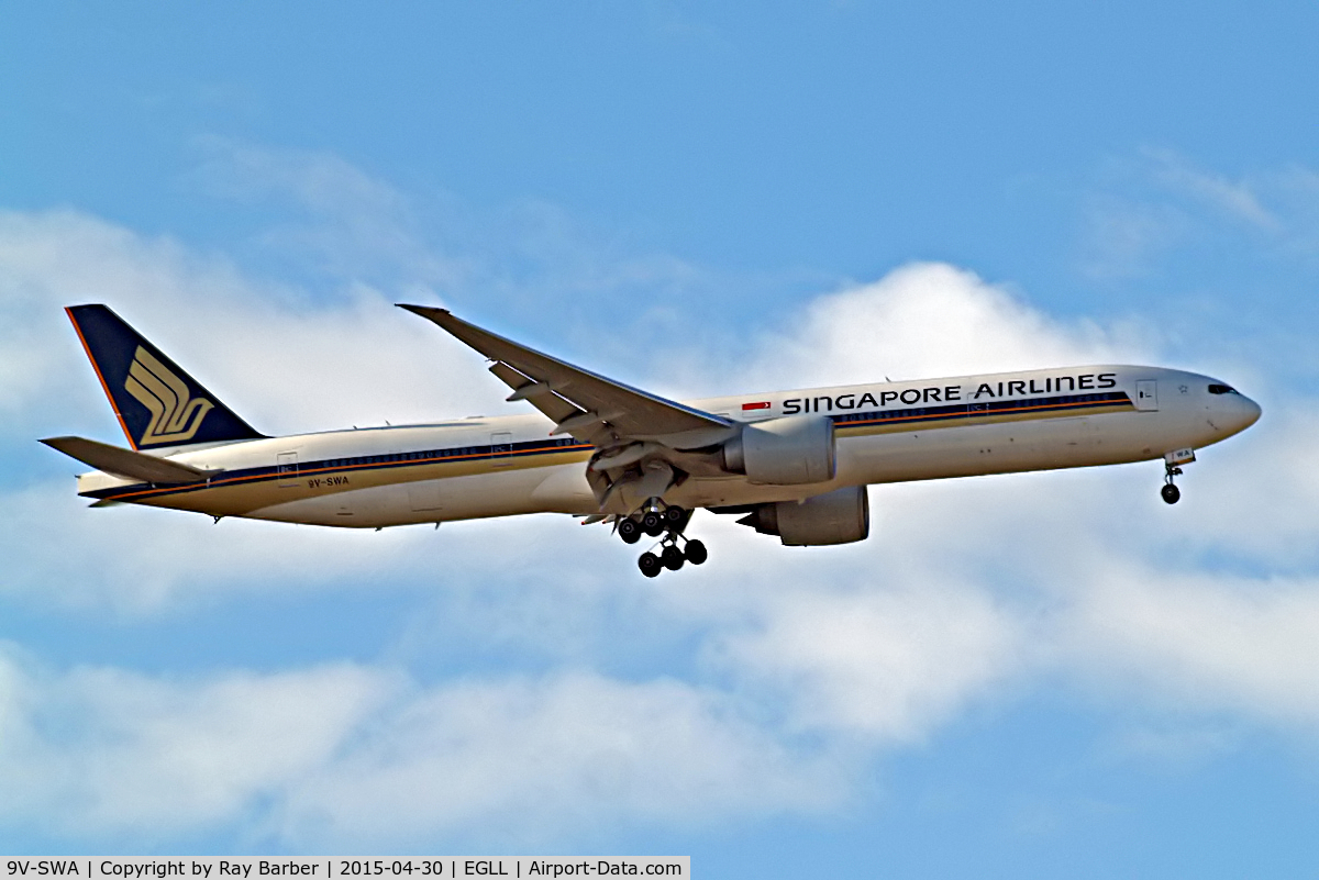 9V-SWA, 2006 Boeing 777-312/ER C/N 34568, 9V-SWA   Boeing 777-312ER [34568] (Singapore Airlines) Home~G 30/04/2015. On approach 27L.