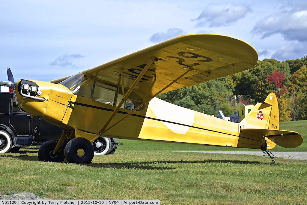 N51129, 1942 Piper J3C-65 Cub C/N 8208, Displayed at Old Rhinebeck Aerodrome in New York State