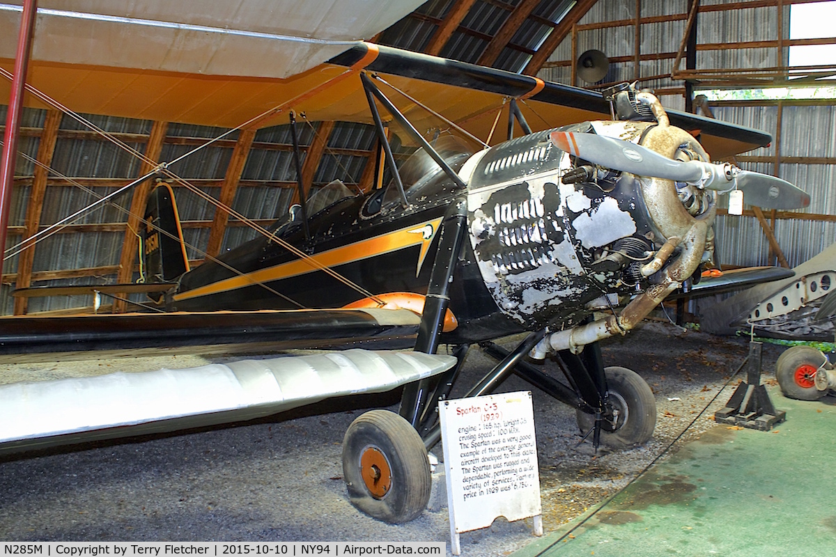 N285M, 1929 Spartan C3-165 C/N 120, Displayed at Old Rhinebeck Aerodrome in New York State