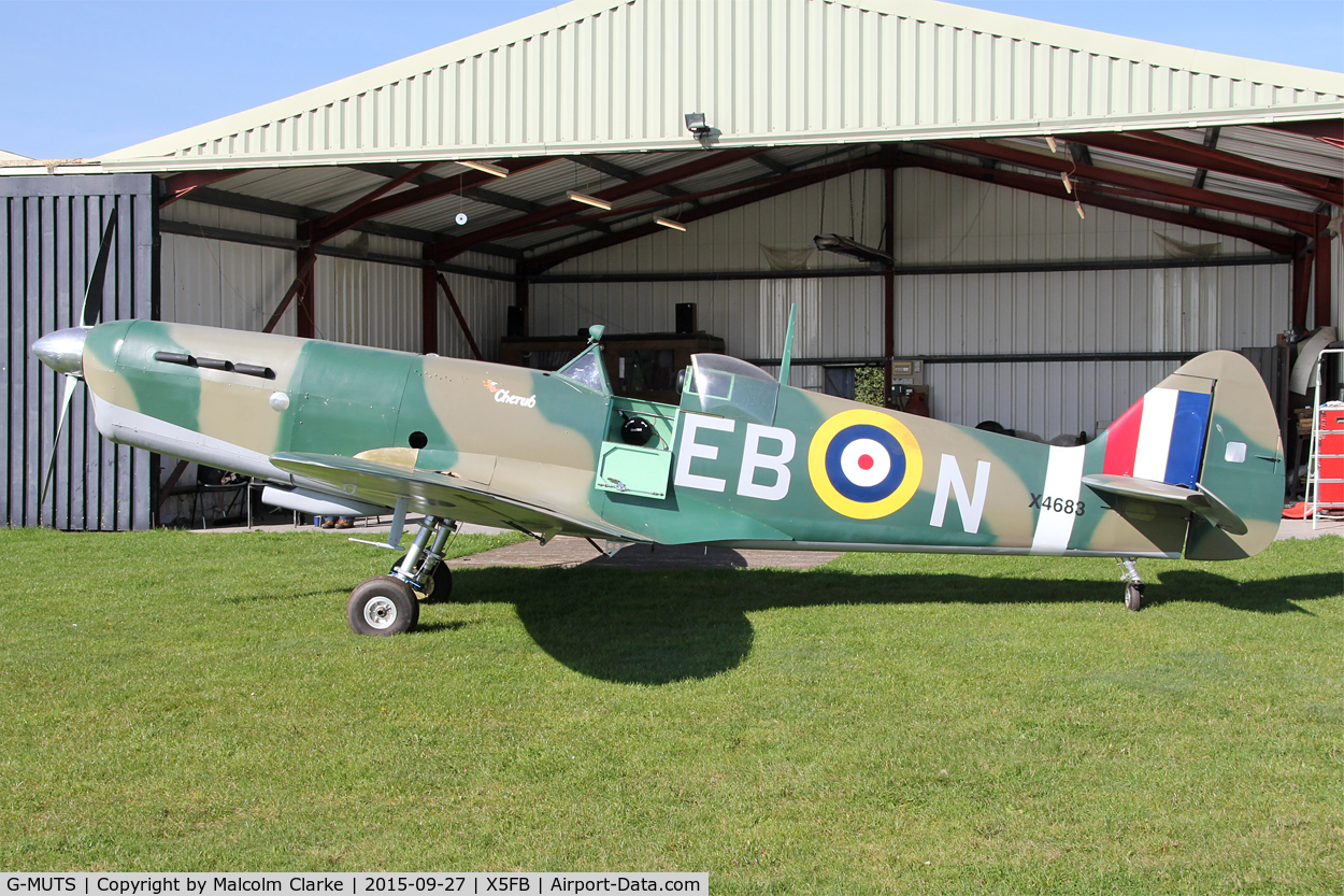 G-MUTS, 2005 Jurca MJ-10 Spitfire C/N PFA 130-12007, Jurca MJ-10 Spitfire nearing the end of a 10 year build by John Rogerson at Fishburn Airfield, September 27th 2015.