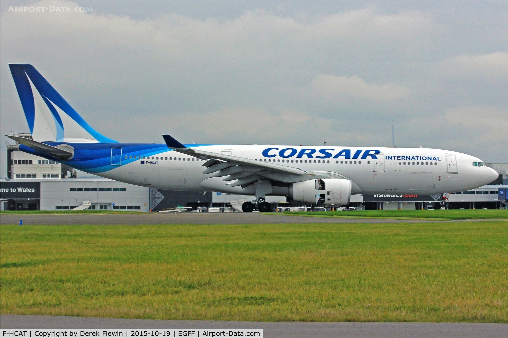 F-HCAT, 1999 Airbus A330-243 C/N 285, A330-243, Paris Orly based, call sign Corsair 20, previously F_WWKB, landing on runway 12, out of Paris Orly.