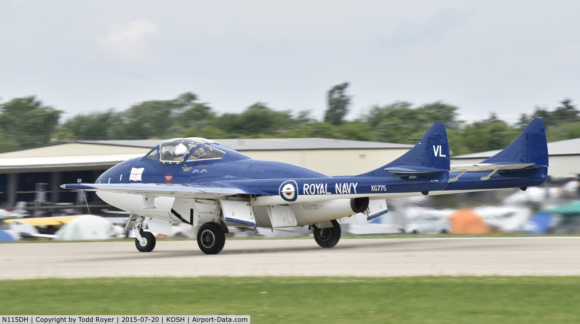N115DH, 1956 De Havilland (F+W Emmen) Vampire T.55 (DH-115) C/N 866, Airventure 2015
