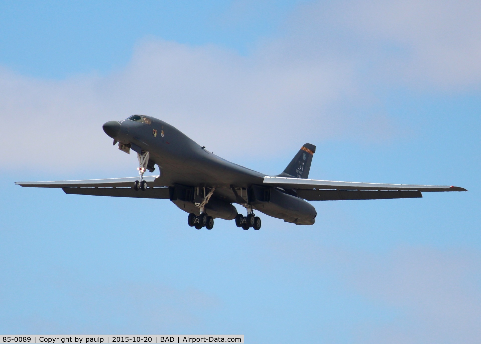 85-0089, Rockwell B-1B Lancer C/N 49, Flying around Barksdale Air Force Base.
