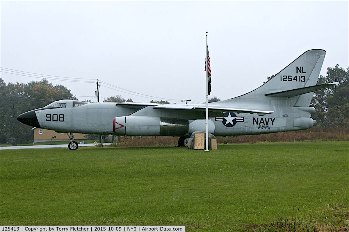 125413, Douglas XA3D-1 Skywarrior C/N 7589, Preserved at the entrance to At Fulton County Airport , Johnstown , New York State