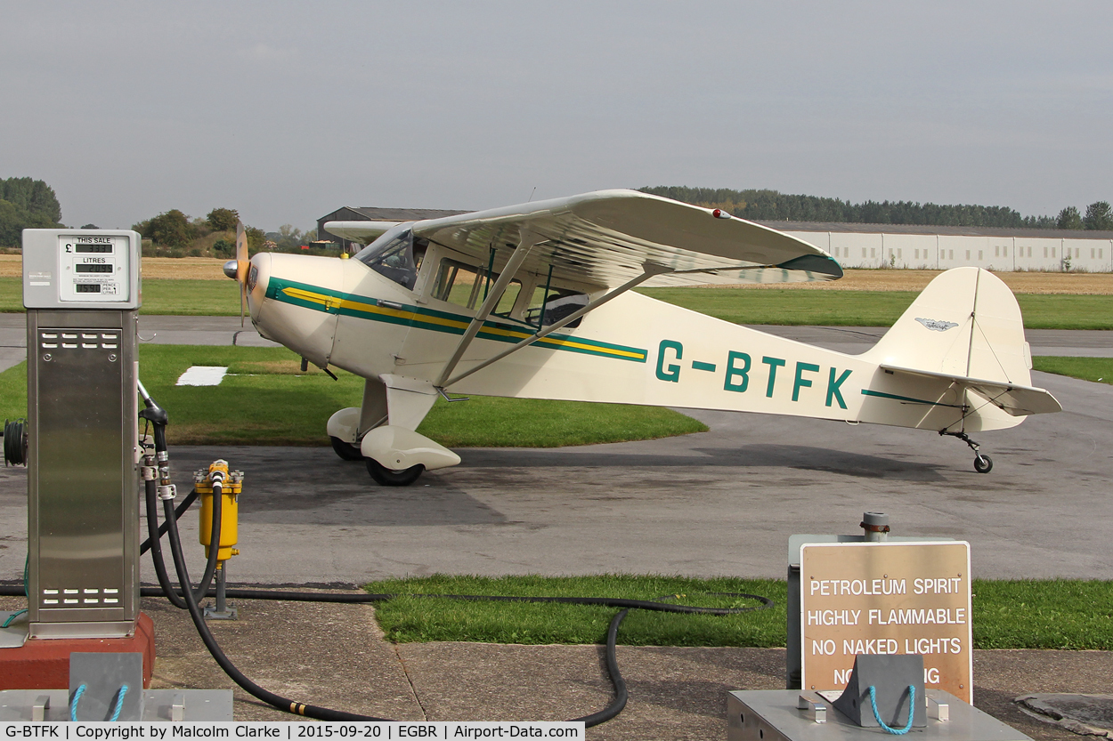 G-BTFK, 1947 Taylorcraft BC-12D Twosome C/N 10540, Taylorcraft BC-12D Twosome at The Real Aeroplane Club's Helicopter Fly-In, Breighton Airfield, September 20th 2015.