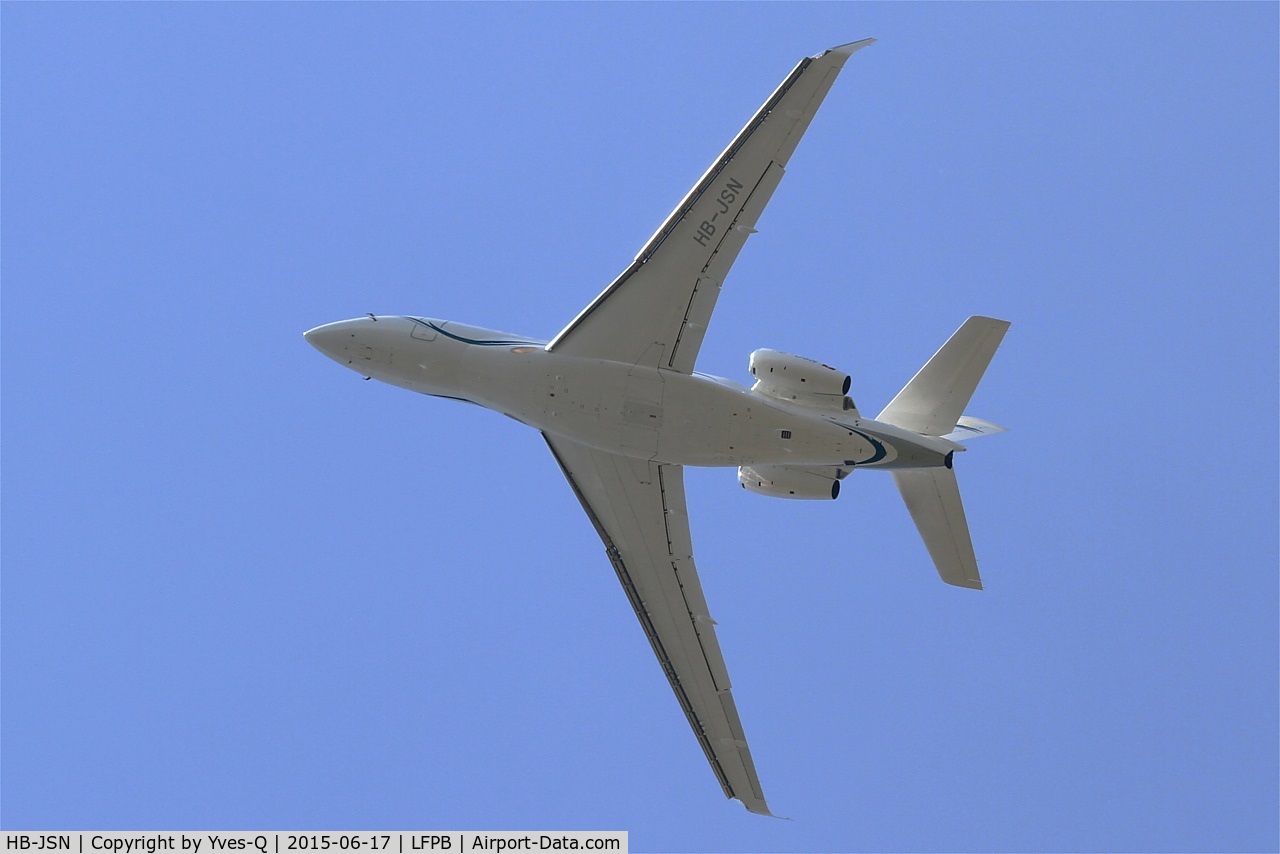 HB-JSN, 2009 Dassault Falcon 7X C/N 076, Dassault Falcon 7X, Take off rwy 25, Paris-Le Bourget airport (LFPB-LBG)