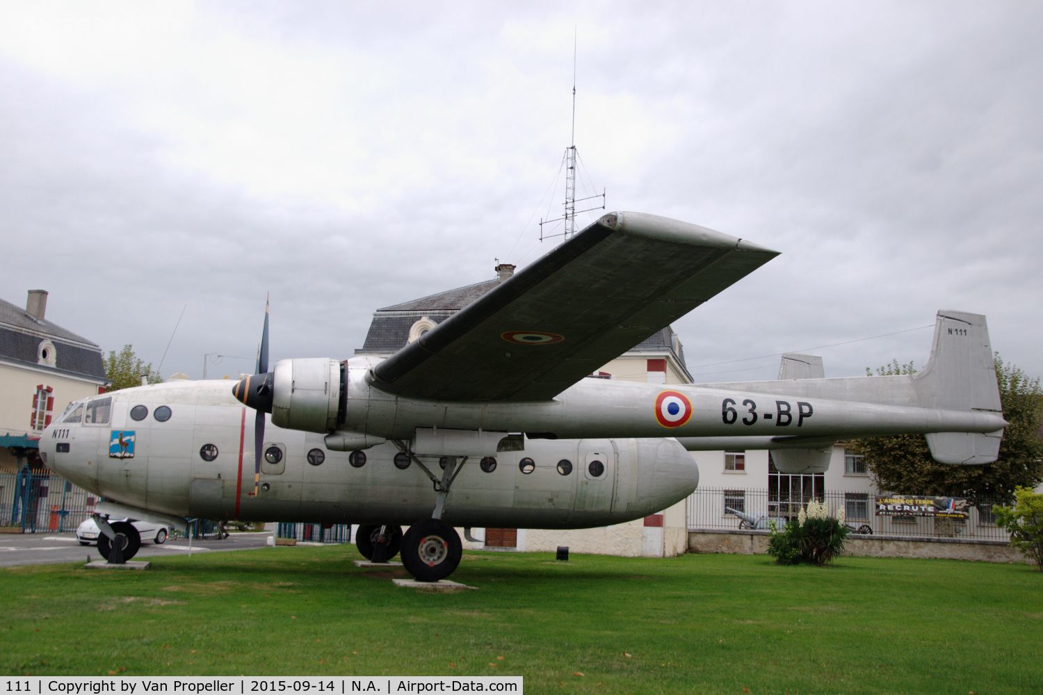 111, Nord N-2501F Noratlas C/N 111, Nord Noratlas preserved  in front of french Army braracks in Tarbes, southern France
