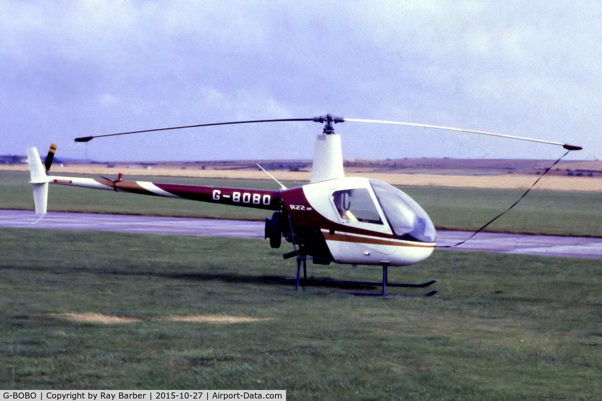 G-BOBO, 1982 Robinson R22 C/N 0266, Robinson R-22 HP [0266] (Place unknown @ 10/88). From a slide.