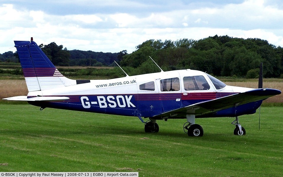 G-BSOK, 1977 Piper PA-28-161 Warrior ll C/N 28-7816191, Visitor to EGBO. EX:-N9749K. Aeros Leasing Ltd.
