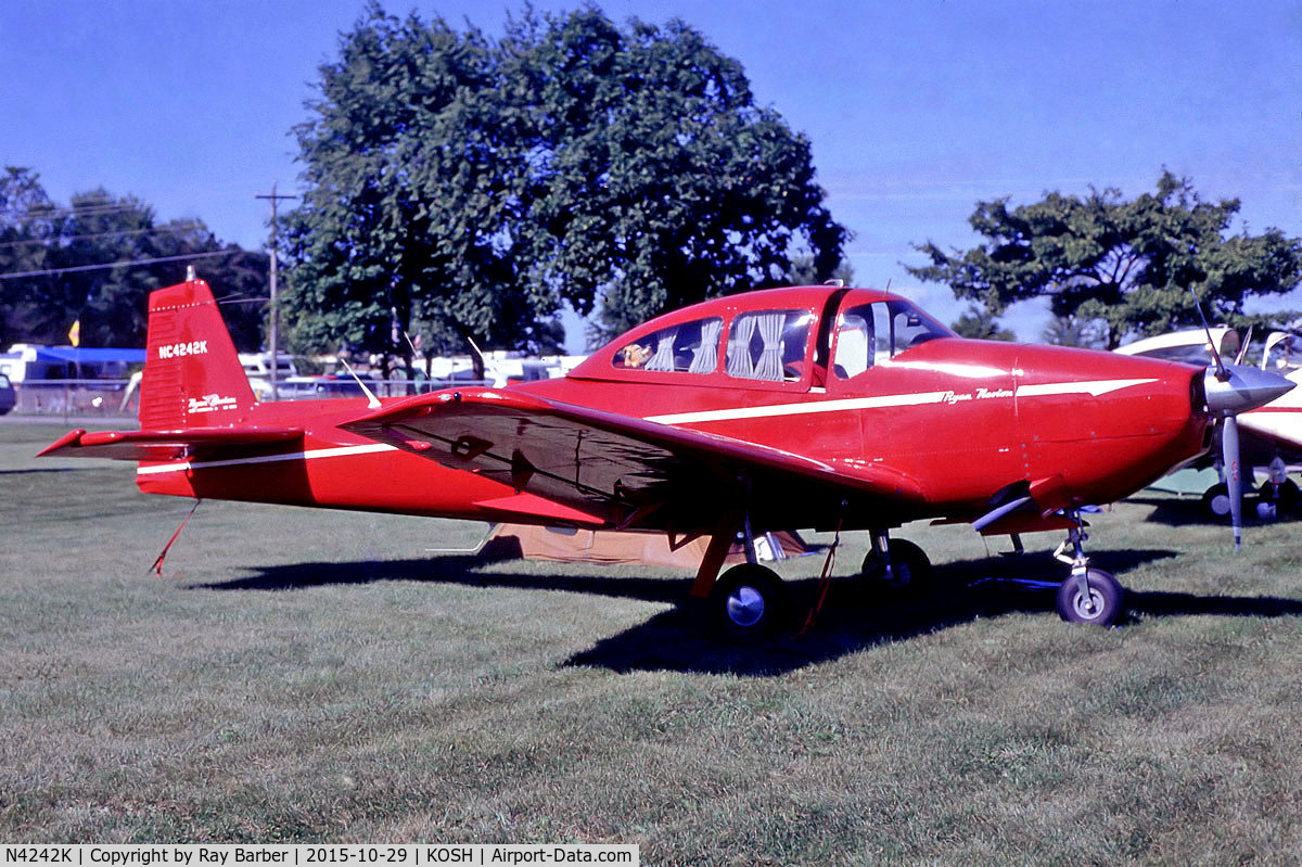 N4242K, 1948 Ryan Navion C/N NAV-4-1242, North American Navion [NAV-4-1242] Oshkosh-Wittman Regional~N (Date unknown). From a slide.