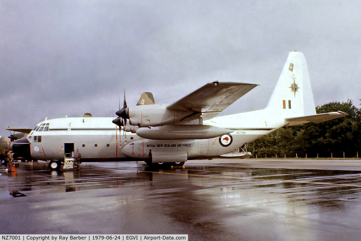 NZ7001, 1965 Lockheed C-130H Hercules C/N 382-4052, Lockheed C-130H Hercules [4052] (Royal New Zealand Air Force) RAF Greenham Common~G 24/06/1979. From a slide.