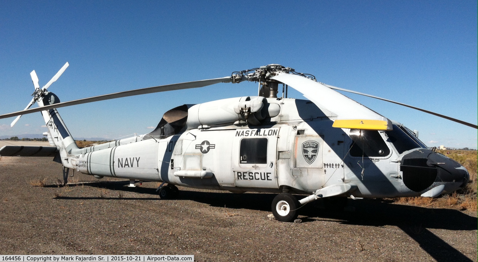 164456, Sikorsky SH-60F Ocean Hawk C/N 70.1693, Taken in October 2015 during a survey inspection by the Director of Aircraft Acquisitions Mark Fajardin Sr. prior to transfer for the Pacific Coast Air Museum. This helo was going to go into Fallon's air park but Fallon will induct an HH-60 instead.