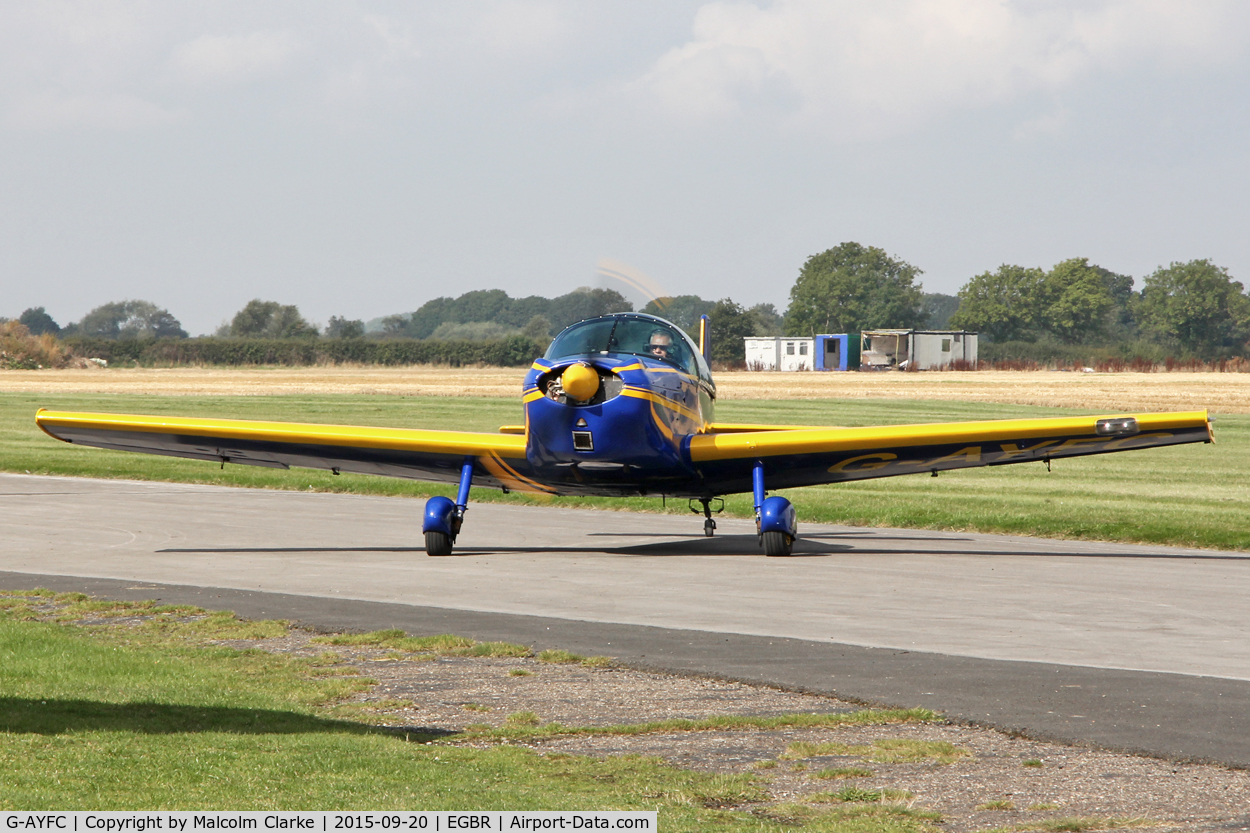 G-AYFC, 1970 Rollason Druine D-62B Condor C/N RAE/644, Rollason Druine D-62B Condor at The Real Aeroplane Club's Helicopter Fly-In, Breighton Airfield, September 20th 2015.