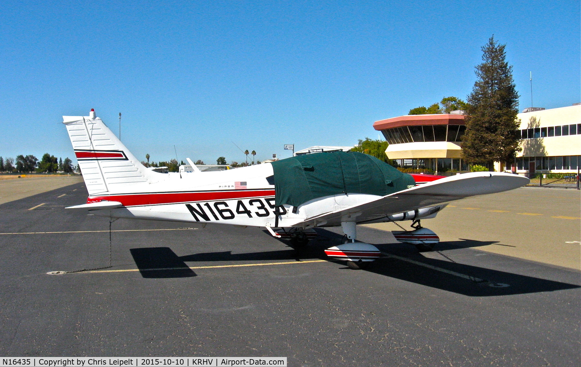 N16435, 1973 Piper PA-28-180 C/N 28-7305254, Nevada-based 1973 Piper PA-28-180 sitting on the visitor's ramp at Reid Hillview Airport, San Jose, CA.