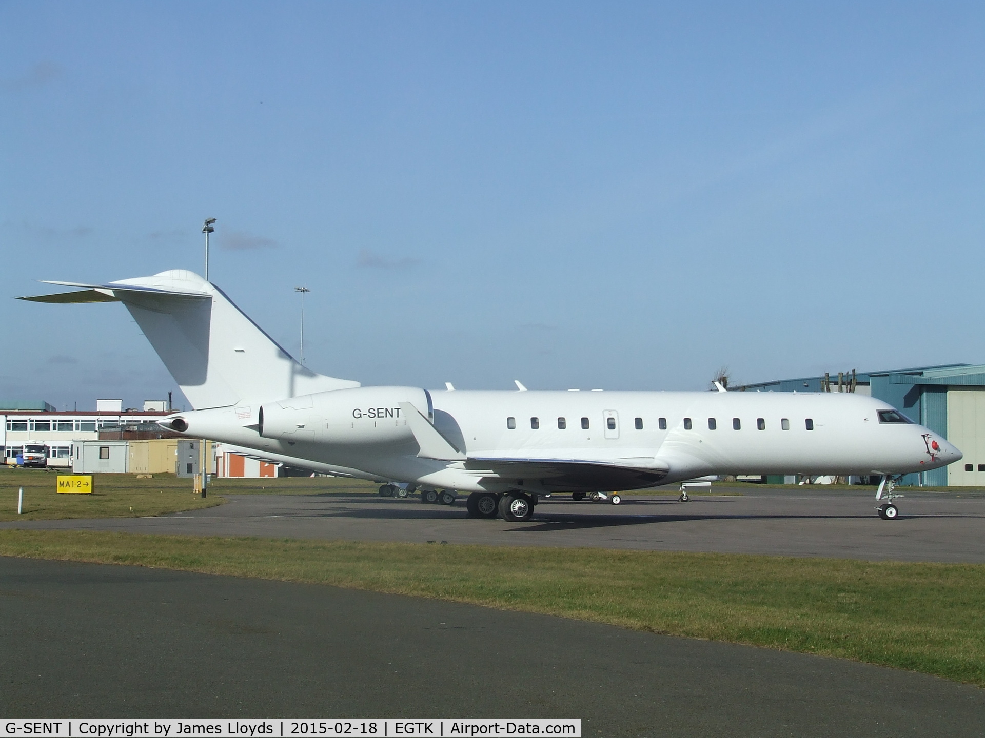 G-SENT, 2001 Bombardier BD-700-1A10 Global Express C/N 9094, G-SENT sat at Oxford on 18th Feb 2015.