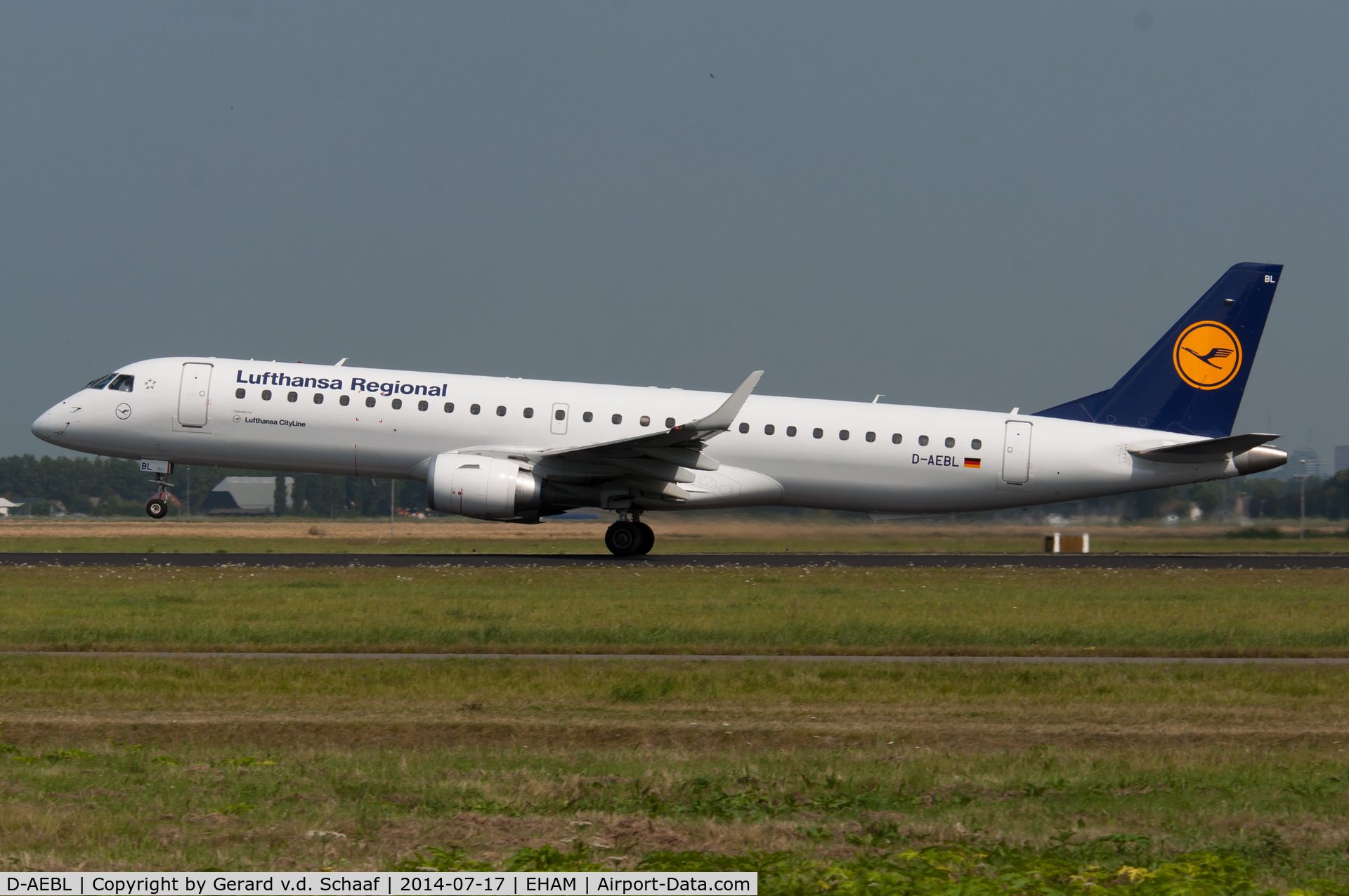 D-AEBL, 2012 Embraer 195LR (ERJ-190-200LR) C/N 19000507, Schiphol, July 2014