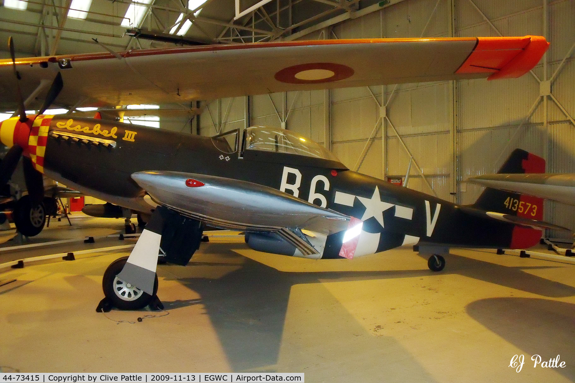44-73415, 1945 North American P-51D Mustang C/N 122-39874, Preserved within the Royal Air Museum at RAF Cosford EGWC. This is a composite aircraft, the bulk of which is really serialled 44-73415