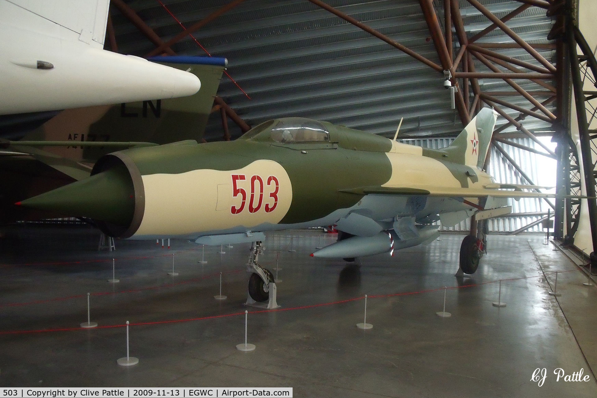503, 1966 Mikoyan-Gurevich MiG-21PF C/N 760503, Preserved within the Royal Air Museum at RAF Cosford EGWC.