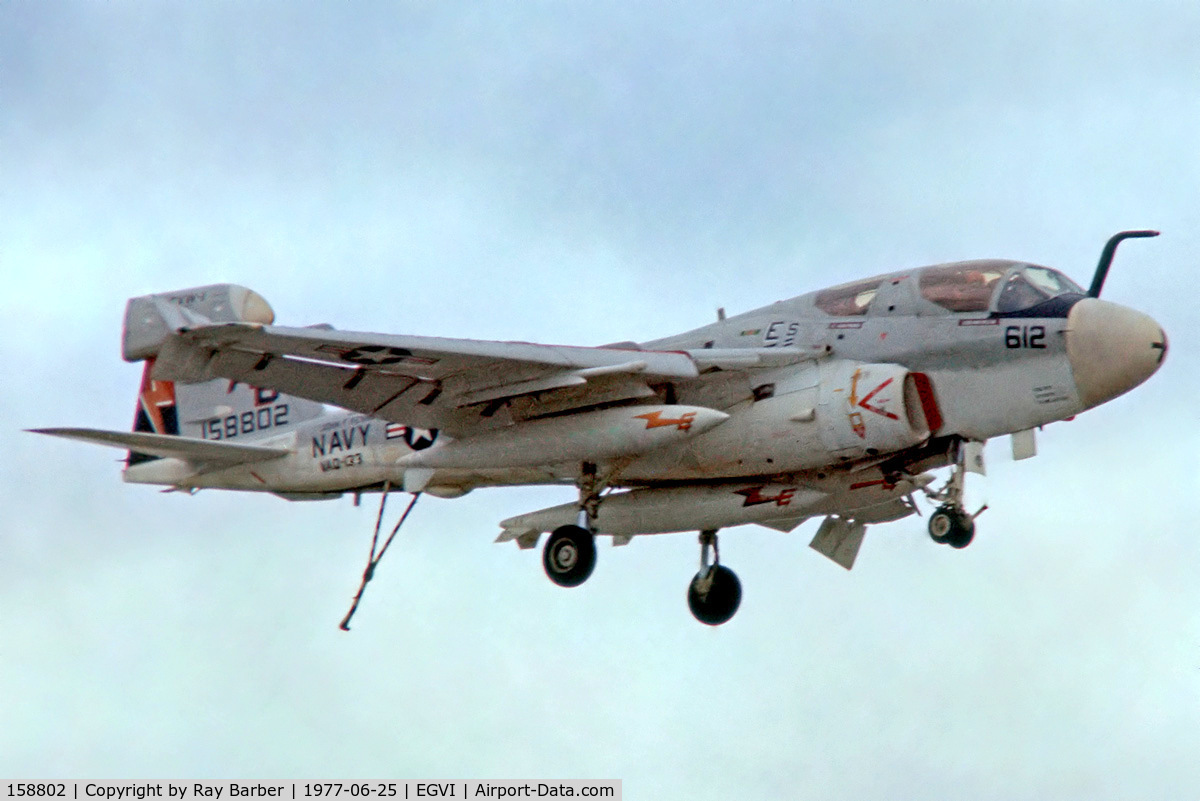 158802, Grumman EA-6B Prowler C/N P-32, Grumman EA-6B Prowler [P-32] (United States Navy) RAF Greenham Common~G 25/06/1977. From a slide.